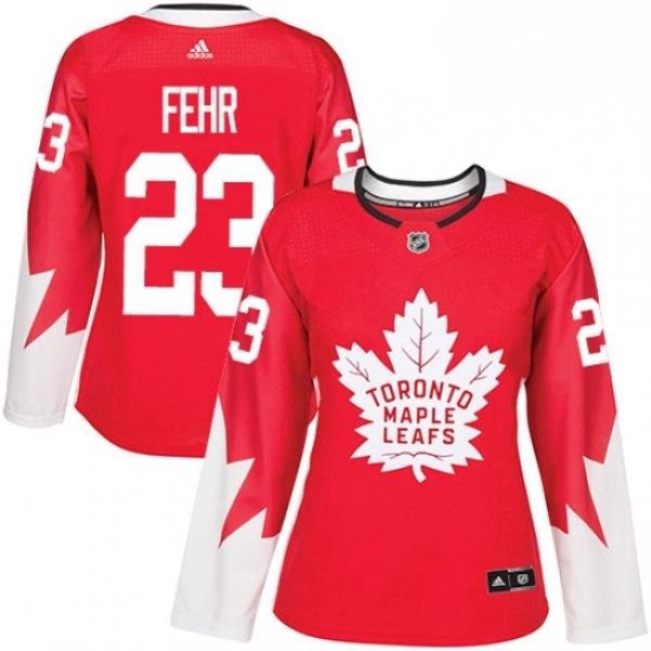 Womens Adidas Toronto Maple Leafs 23 Eric Fehr Authentic Red Alternate NHL Jersey