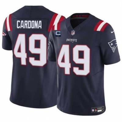 Men New England Patriots 49 Joe Cardona Navy F U S E  With 1 Star C Patch Vapor Limited Stitched Football Jersey