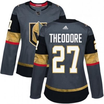 Womens Adidas Vegas Golden Knights 27 Shea Theodore Authentic Gray Home NHL Jersey