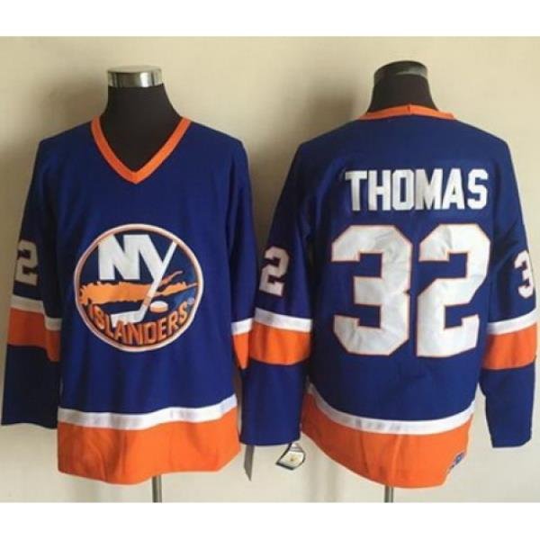 Islanders #32 Thomas Baby Blue CCM Throwback Stitched NHL Jersey