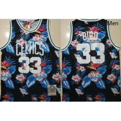 Celtics Bape 33 Larry Bird Black 1985 86 Hardwood Classics Floral Fashion Swingman Jersey