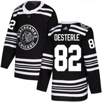 Youth Adidas Chicago Blackhawks 82 Jordan Oesterle Authentic Black 2019 Winter Classic NHL Jersey