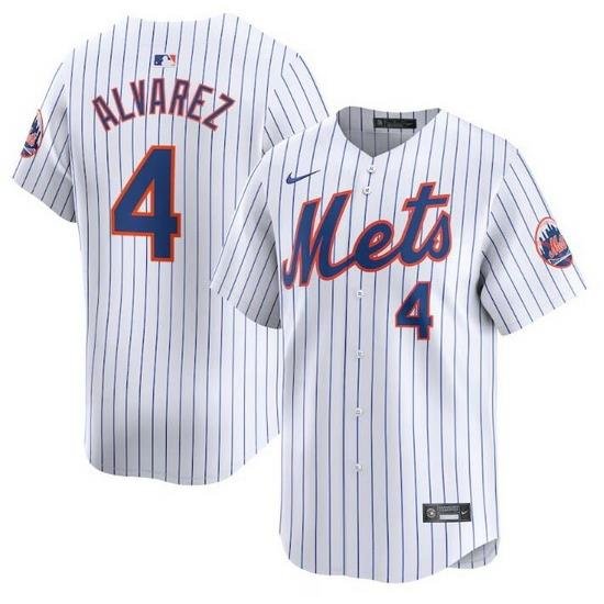 Men NeW York Mets 4 Francisco Alvarez White 2024 Home Limited Stitched Baseball Jersey