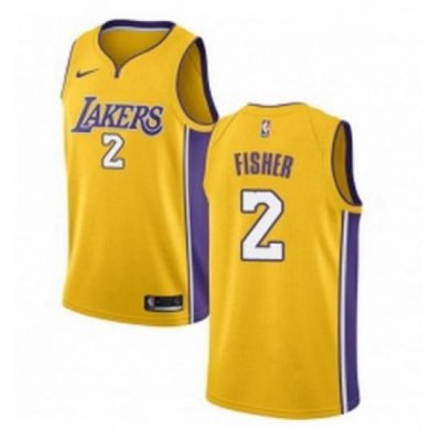 Womens Nike Los Angeles Lakers 2 Derek Fisher Swingman Gold Home NBA Jersey Icon Edition