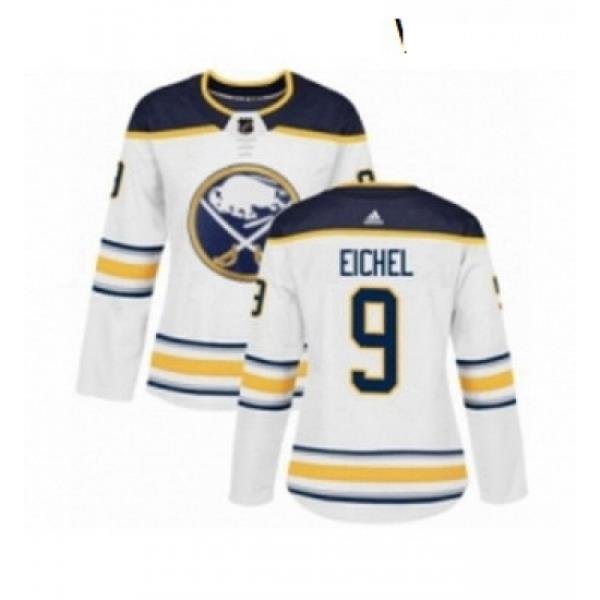 Womens Adidas Buffalo Sabres 9 Jack Eichel Authentic White Away NHL Jersey