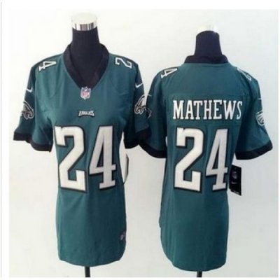 Women New Eagles #24 Ryan Mathews Midnight Green Team Color Stitched NFL New Elite Jersey