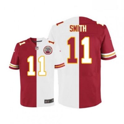 Men Nike Kansas City Chiefs 11 Alex Smith Elite RedWhite Split Fashion NFL Jersey