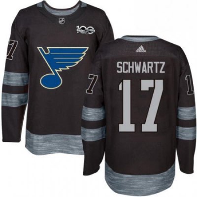 Mens Adidas St Louis Blues 17 Jaden Schwartz Authentic Black 1917 2017 100th Anniversary NHL Jersey