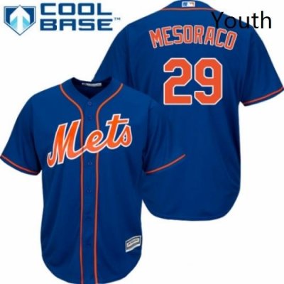 Youth Majestic New York Mets 29 Devin Mesoraco Authentic Royal Blue Alternate Home Cool Base MLB Jersey