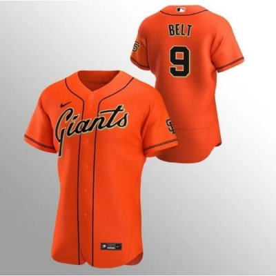 Men San Francisco Giants 9 Brandon Belt Orange Flex Base Stitched Jersey