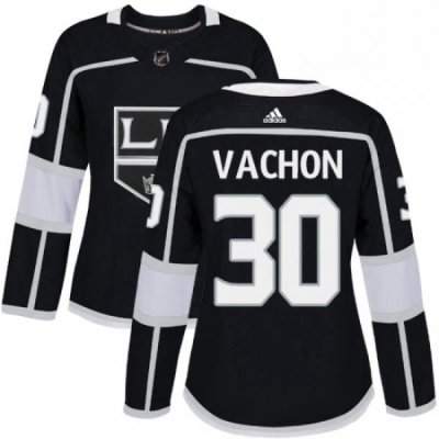 Womens Adidas Los Angeles Kings 30 Rogie Vachon Authentic Black Home NHL Jersey