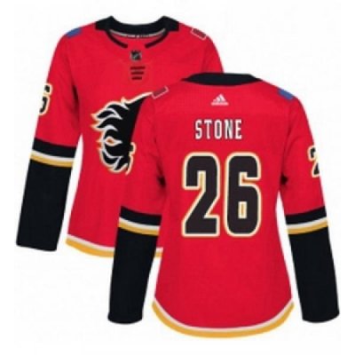 Womens Adidas Calgary Flames 26 Michael Stone Authentic Red Home NHL Jersey