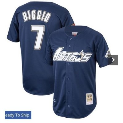 Astros 7 Craig Biggio Navy Blue ThroWback Stitched MLB Jersey