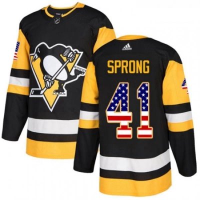 Youth Adidas Pittsburgh Penguins 41 Daniel Sprong Authentic Black USA Flag Fashion NHL Jersey