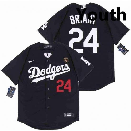 Youth Dodgers 24 Kobe Bryant Black Cool Base Stitched MLB Jersey