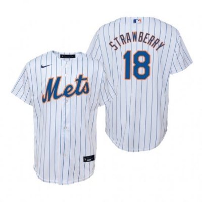 Mens Nike NeW York Mets 18 Darryl StraWberry White Home Stitched Baseball Jerse