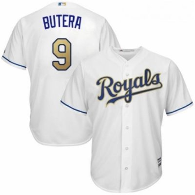 Youth Majestic Kansas City Royals 9 Drew Butera Authentic White Home Cool Base MLB Jersey