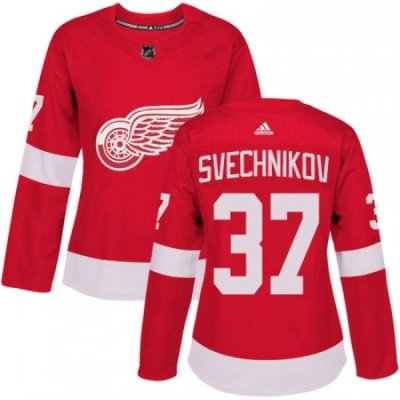 Womens Adidas Detroit Red Wings 37 Evgeny Svechnikov Authentic Red Home NHL Jersey