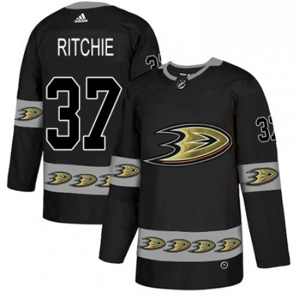 Mens Adidas Anaheim Ducks 37 Nick Ritchie Premier Black Team Logo Fashion NHL Jersey