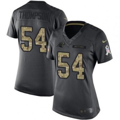 Nike Panthers #54 Shaq Thompson Black Womens Stitched NFL Limited 2016 Salute to Service Jersey