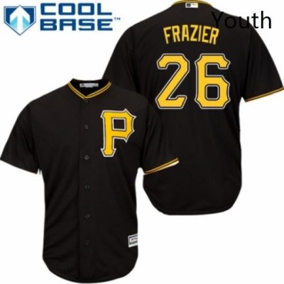 Youth Majestic Pittsburgh Pirates 26 Adam Frazier Authentic Black Alternate Cool Base MLB Jersey