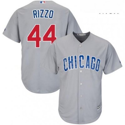 Mens Majestic Chicago Cubs 44 Anthony Rizzo Replica Grey Road Cool Base MLB Jersey