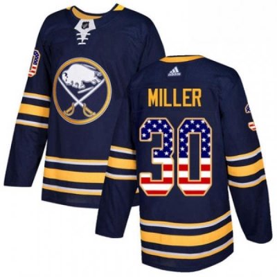 Mens Adidas Buffalo Sabres 30 Ryan Miller Authentic Navy Blue USA Flag Fashion NHL Jersey