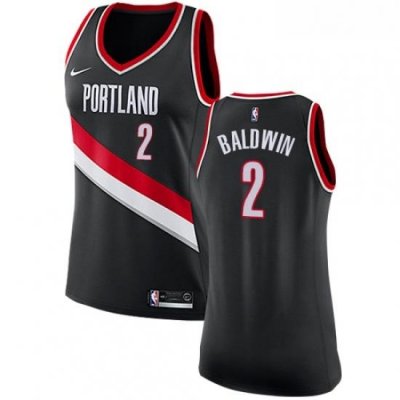 Womens Nike Portland Trail Blazers 2 Wade Baldwin Authentic Black NBA Jersey Icon Edition