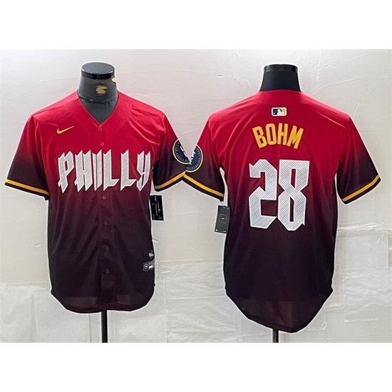 Men Philadelphia Phillies 28 Alec Bohm Red 2024 City Connect Limited Stitched Jersey