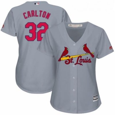 Womens Majestic St Louis Cardinals 32 Steve Carlton Authentic Grey Road Cool Base MLB Jersey