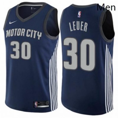 Mens Nike Detroit Pistons 30 Jon Leuer Authentic Navy Blue NBA Jersey City Edition