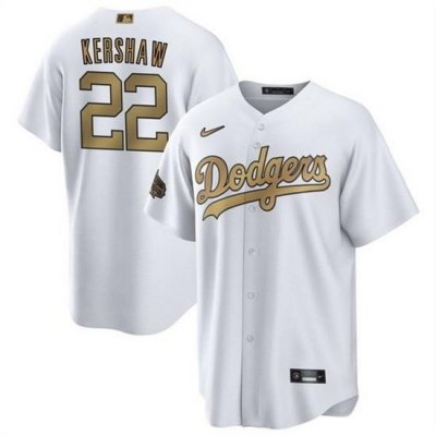 Men Los Angeles Dodgers 22 Clayton KershaW 2022 All Star White Cool Base Stitched Baseball Jersey