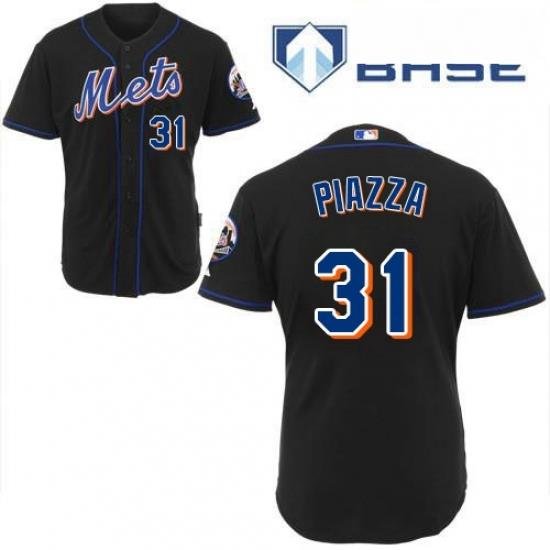 Mens Majestic NeW York Mets 31 Mike Piazza Replica Black Cool Base MLB Jersey