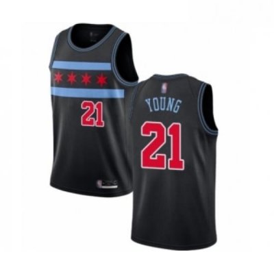 Youth Chicago Bulls 21 Thaddeus Young Swingman Black Basketball Jersey City Edition