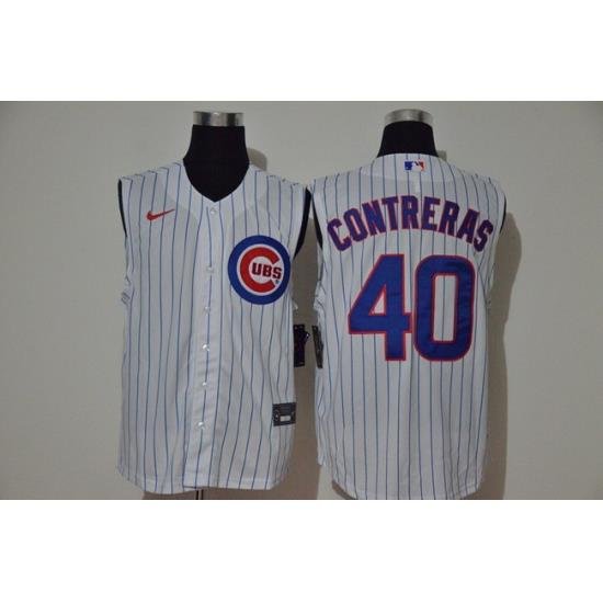 Cubs 40 Willson Contreras White Nike Cool Base Sleeveless Jersey