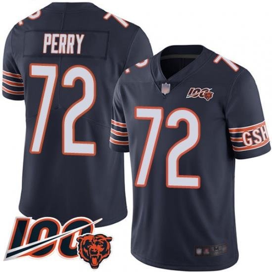 Men Chicago Bears 72 William Perry Navy Blue Team Color 100th Season Limited Football Jersey