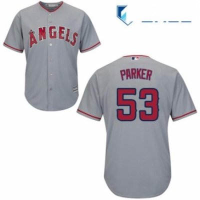 Youth Majestic Los Angeles Angels of Anaheim 53 Blake Parker Replica Grey Road Cool Base MLB Jersey