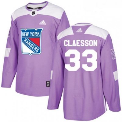 Youth Adidas New York Rangers 33 Fredrik Claesson Authentic Purple Fights Cancer Practice NHL Jersey