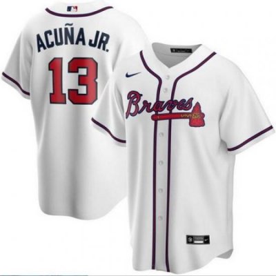 Braves 13 Ronald Acuna Jr  White 2020 Nike Cool Base Jersey