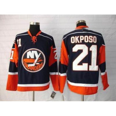 New York Islanders 21 Kyle Okposo Dark blue jersey