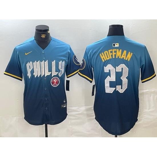 Men Philadelphia Phillies 23 Jeff Hoffman Blue 2024 City Connect Limited Stitched Jersey 1