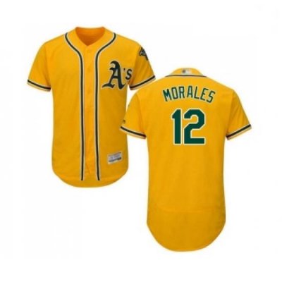 Mens Oakland Athletics 12 Kendrys Morales Gold Alternate Flex Base Authentic Collection Baseball Jersey