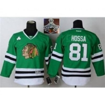 youth nhl jerseys chicago blackhawks #81 hossa green[2015 Stanley cup champions]