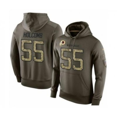 Football Mens Washington Redskins 55 Cole Holcomb Green Salute To Service Pullover Hoodie