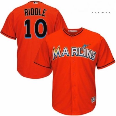 Mens Majestic Miami Marlins 10 JT Riddle Replica Orange Alternate 1 Cool Base MLB Jersey