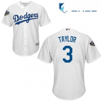 Youth Majestic Los Angeles Dodgers 3 Chris Taylor Authentic White Home Cool Base 2018 World Series MLB Jersey