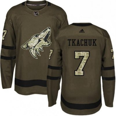 Mens Adidas Arizona Coyotes 7 Keith Tkachuk Authentic Green Salute to Service NHL Jersey