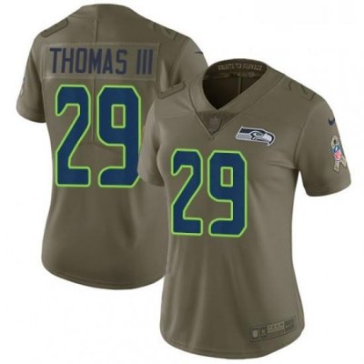 Womens Nike Seattle Seahawks 29 Earl Thomas III Limited Olive 2017 Salute to Service NFL Jersey