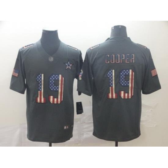 Cowboys 19 Amari Cooper 2019 Salute To Service USA Flag Fashion Limited Jersey