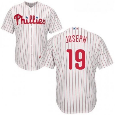 Youth Majestic Philadelphia Phillies 19 Tommy Joseph Replica WhiteRed Strip Home Cool Base MLB Jersey